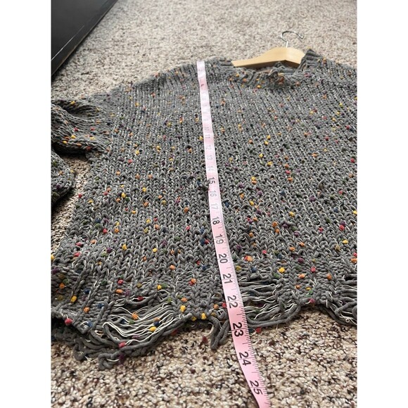 Pol Confetti Distressed Cropped Sweater Size Large Gray Long Sleeve Women's Top - Picture 6 of 8
